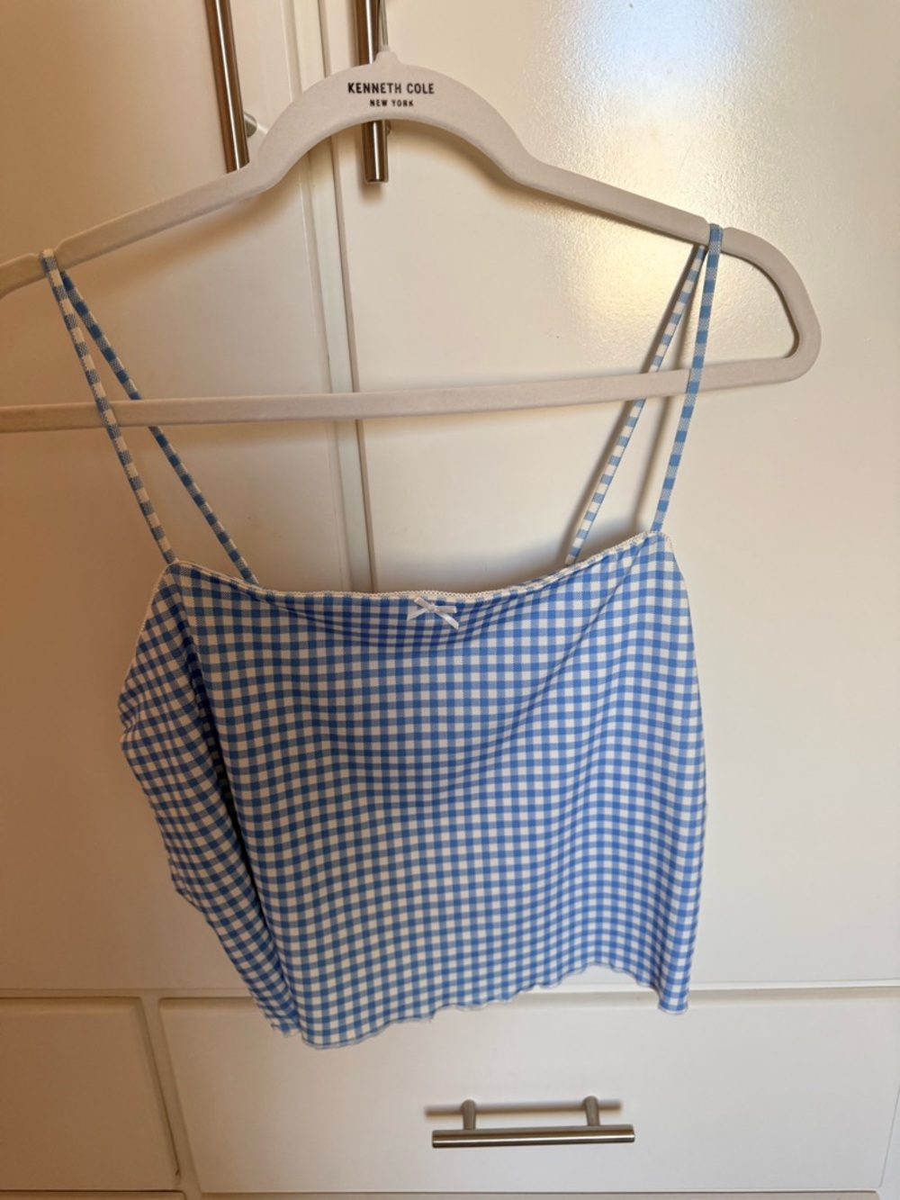 No Boundaries Blue Gingham Spaghetti Strap Cami Top